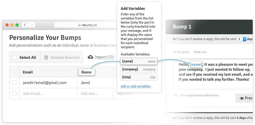 Rebump Email Followup made easy